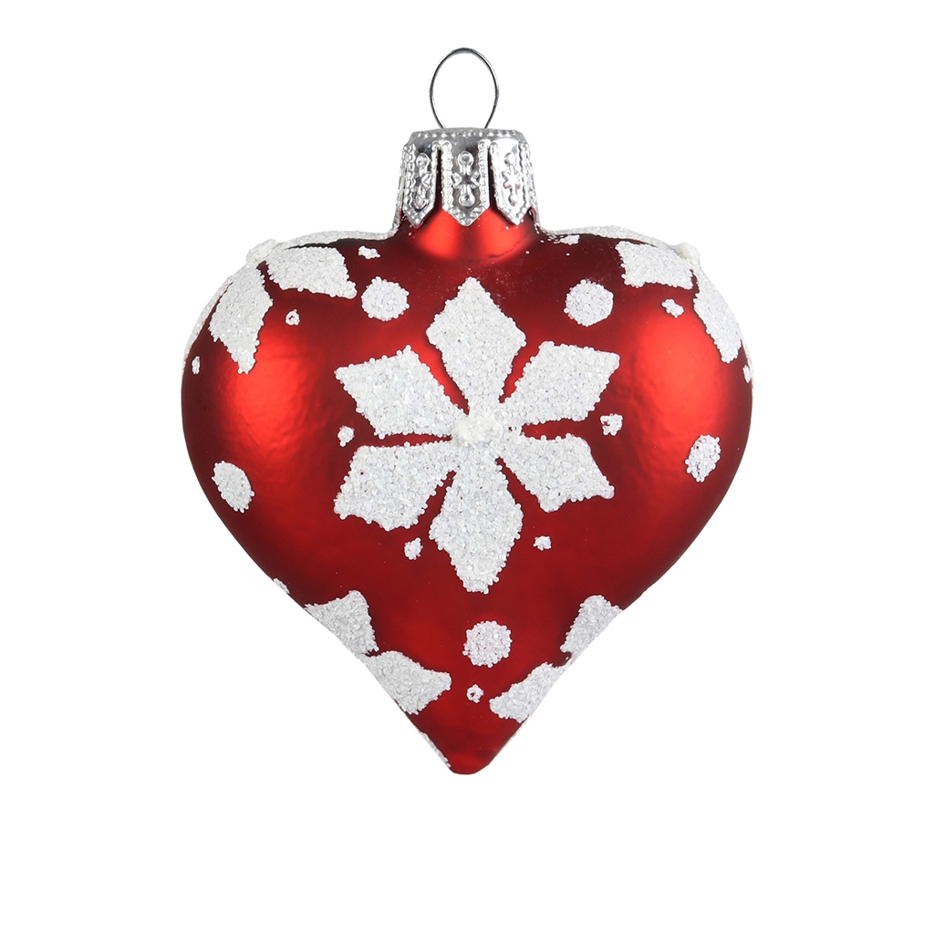 Red heart with white snowflake