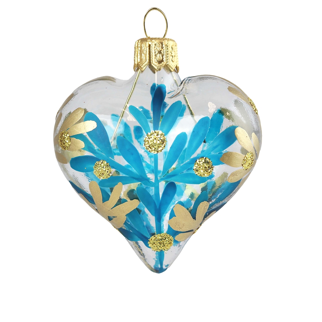 Clear heart withg blue and bronze twigs