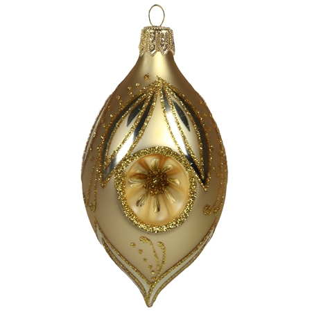 Gold glass olive with reflectors leaves décor