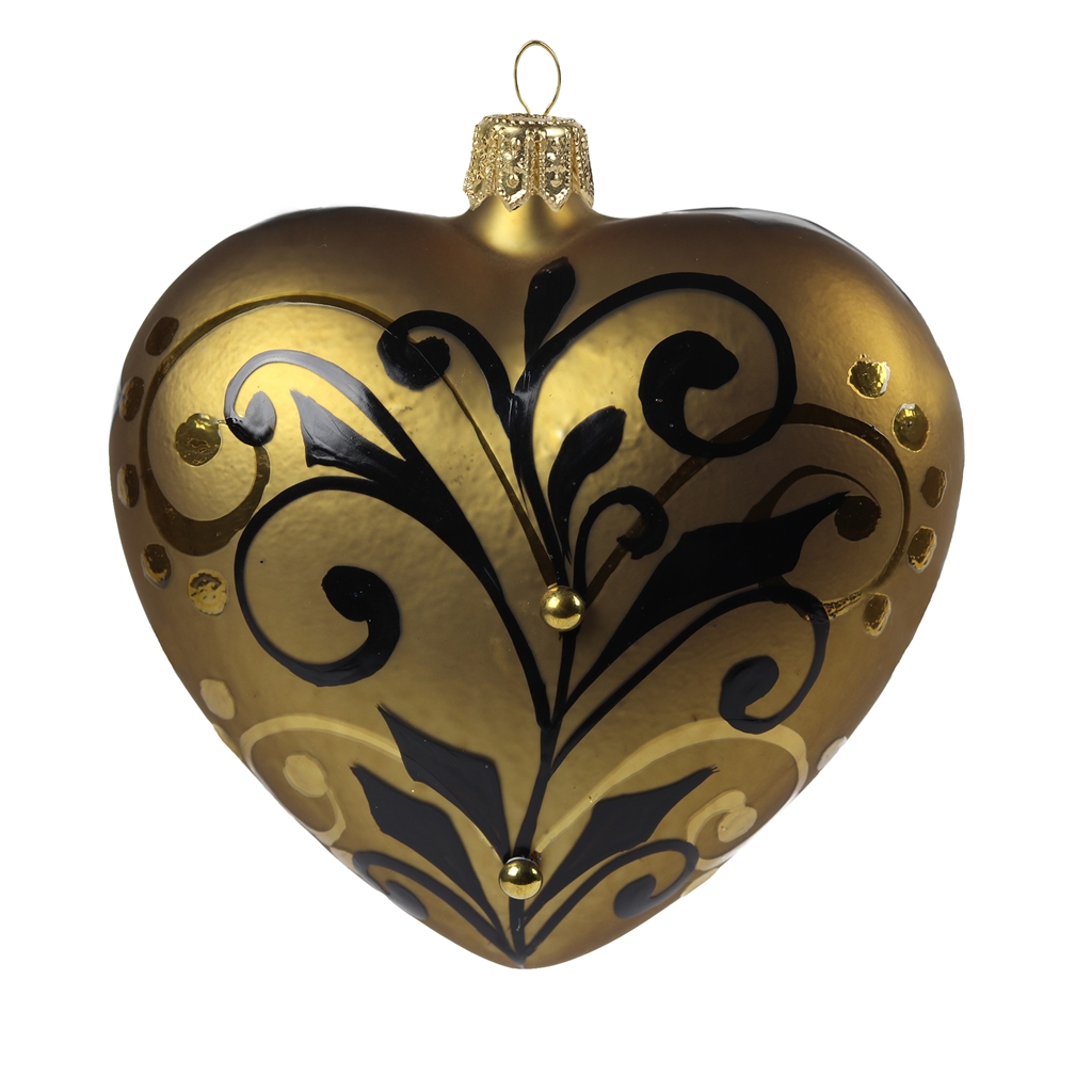 Golden heart with golden-black décor