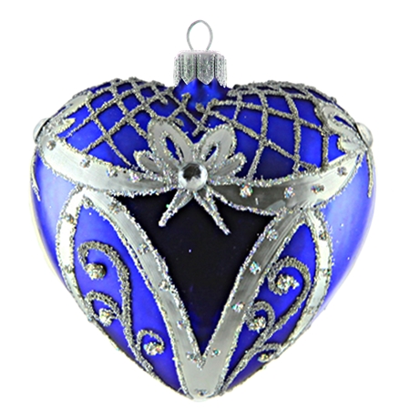 Christmas Decoration Blue Heart with Silver Décor