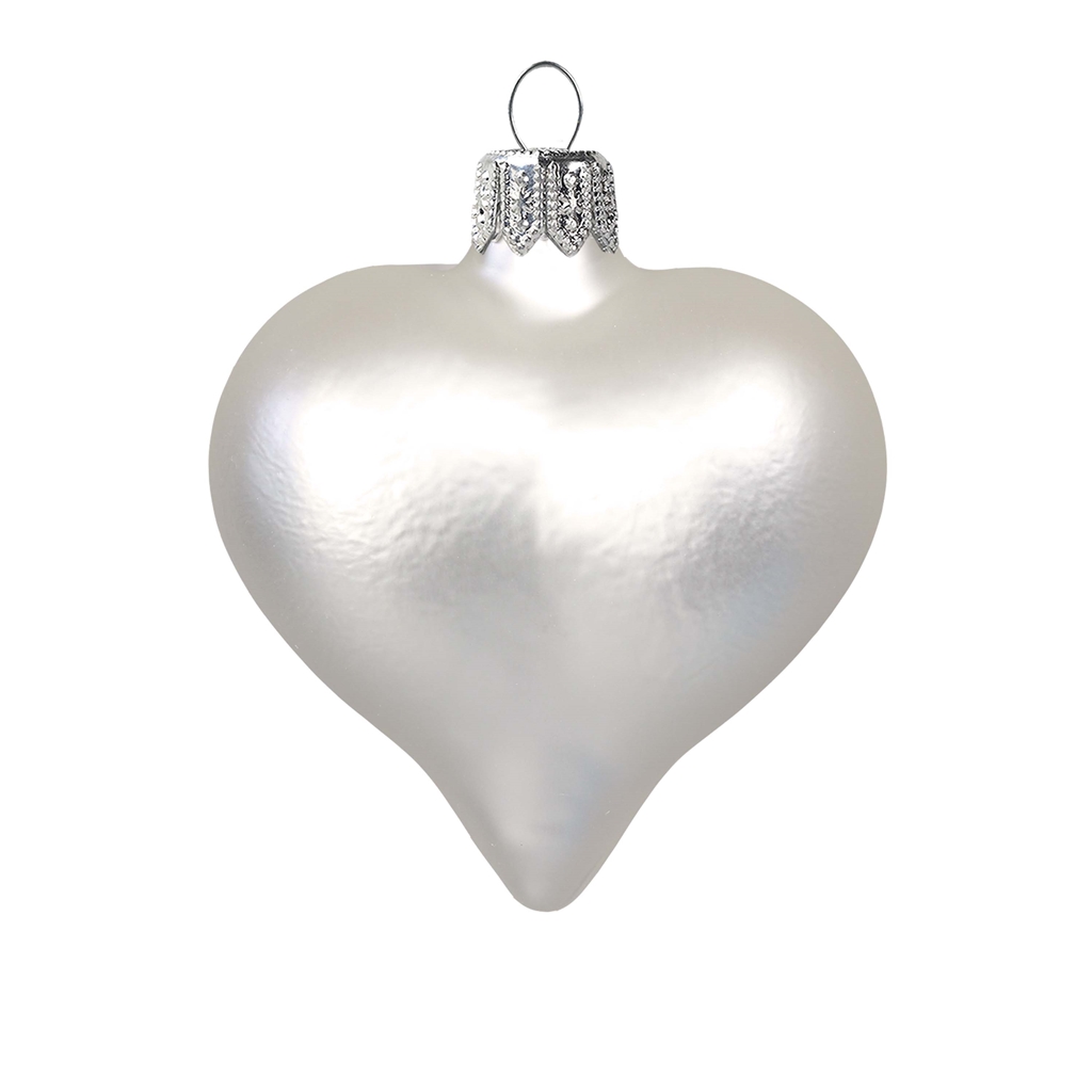 Glass heart white matt