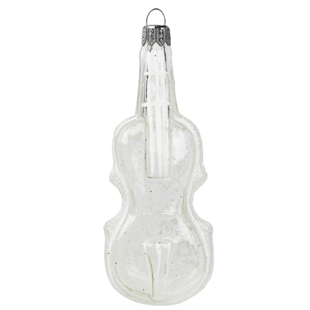 Glass clear violin with white glitter