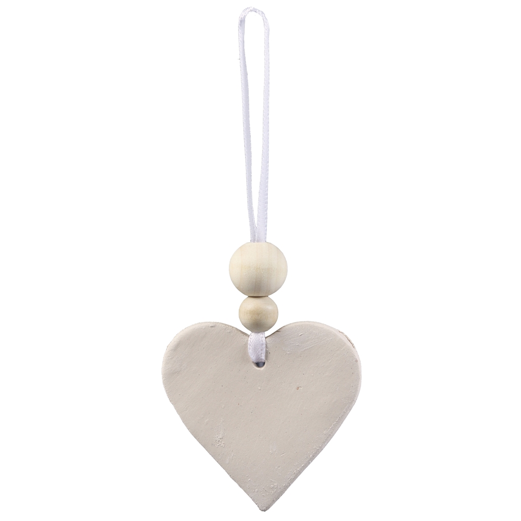 Ceramic heart with wooden beads from sheltered workshop