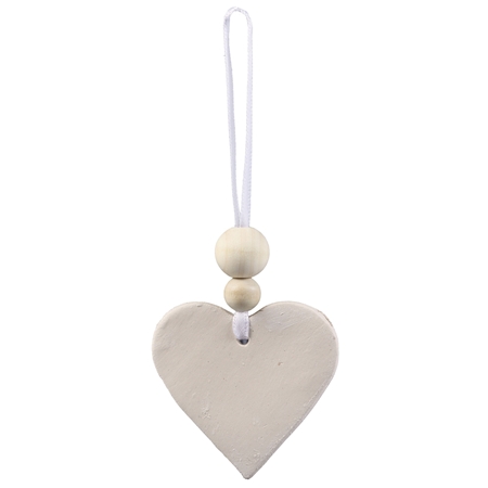Ceramic heart with wooden beads from sheltered workshop