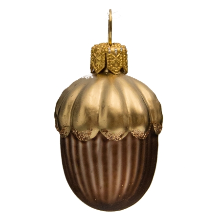 Christmas decoration glass acorn gold brown