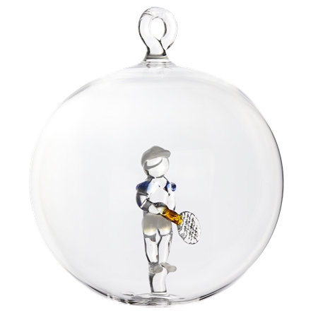 Transparent bauble with a tennis player