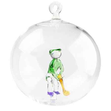Transparent bauble with a golf player