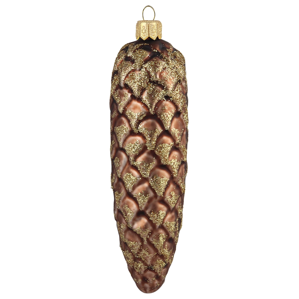 Brown spruce cone with glittering