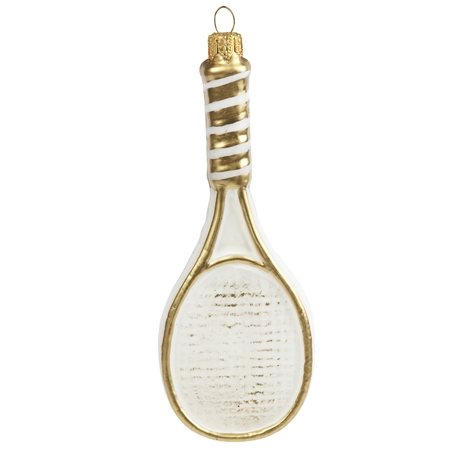 Christmas decoration tennis racket with golden sprinkling
