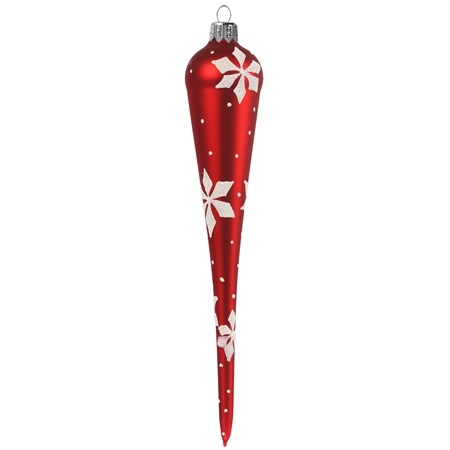 Icicle red matt with white snowflakes