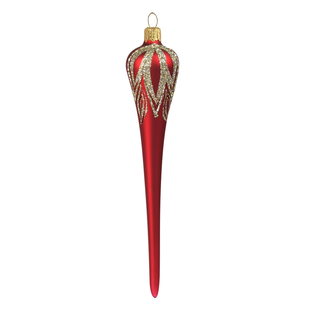Red icicle with platinum flower décor