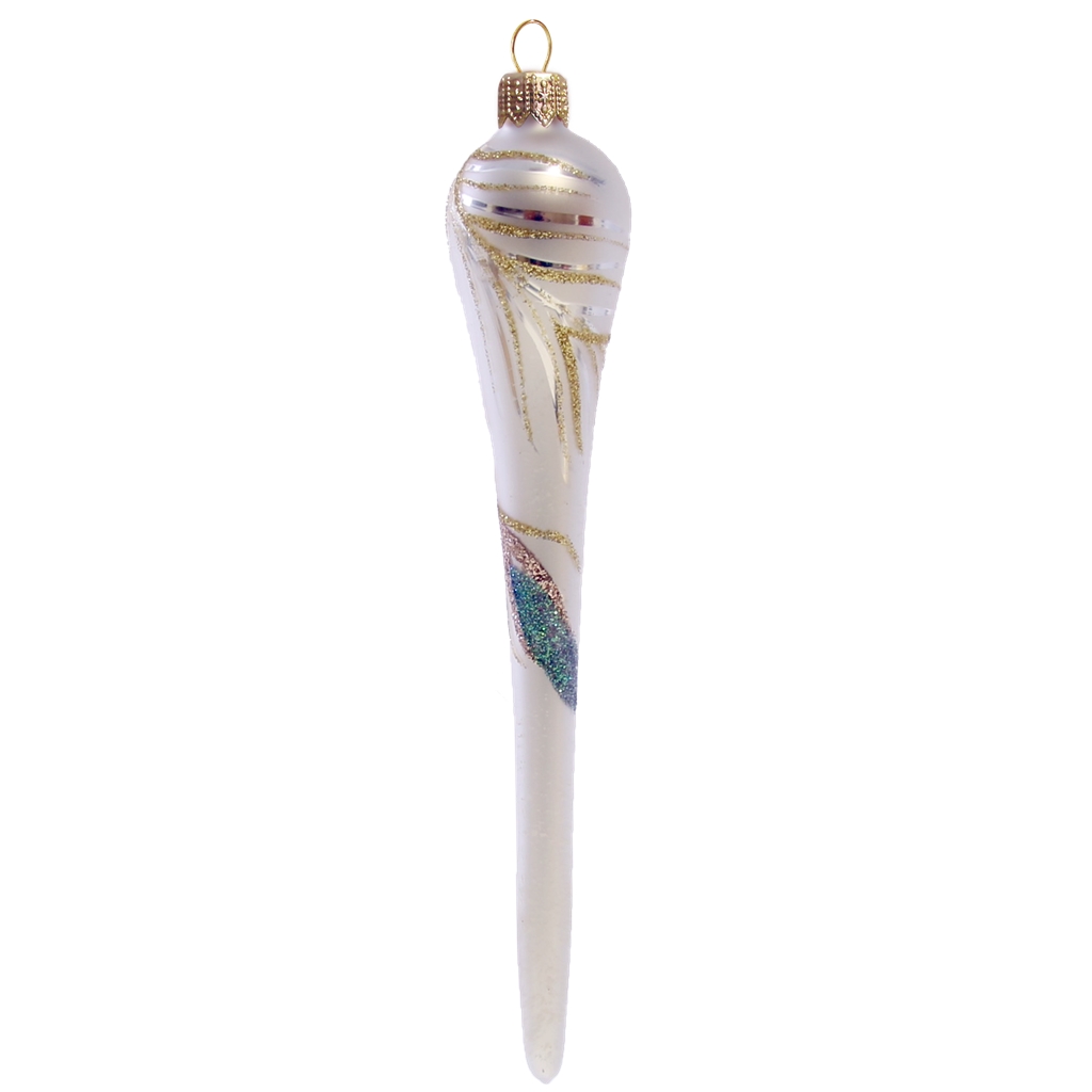 Christmas icicle decoration with a feather