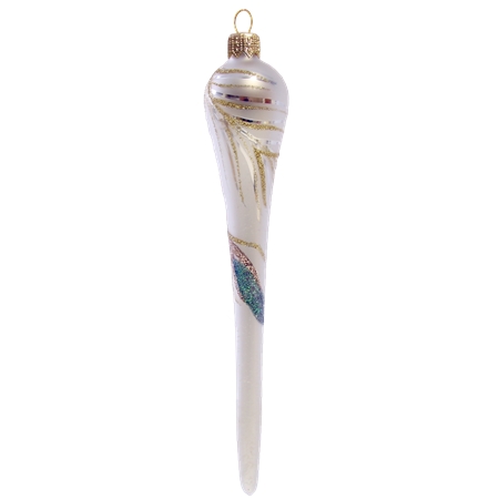 Christmas icicle decoration with a feather