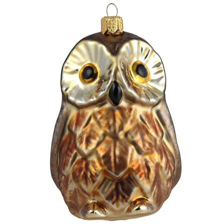 Glass golden-brown owl figurine