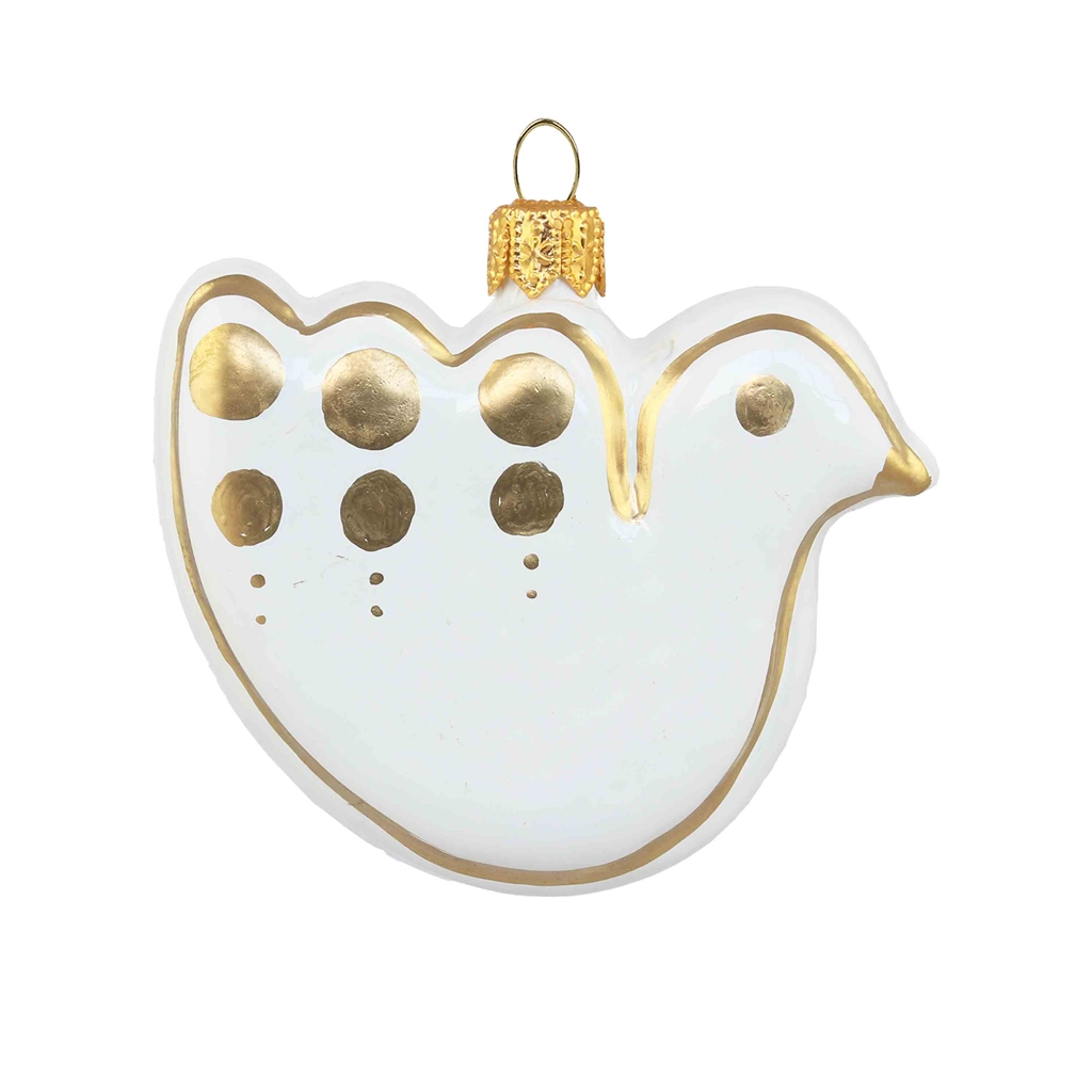  Glass gingerbread white dove golden décor