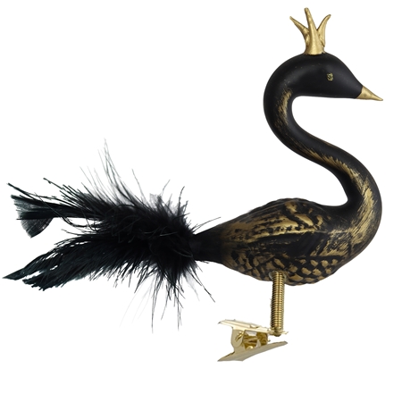 Black swan with bronze décor and crown