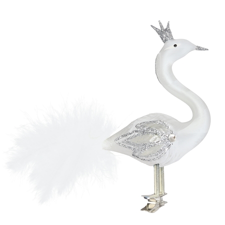 White glass swan with ice-effect