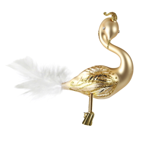 Gold Christmas swan with glitter