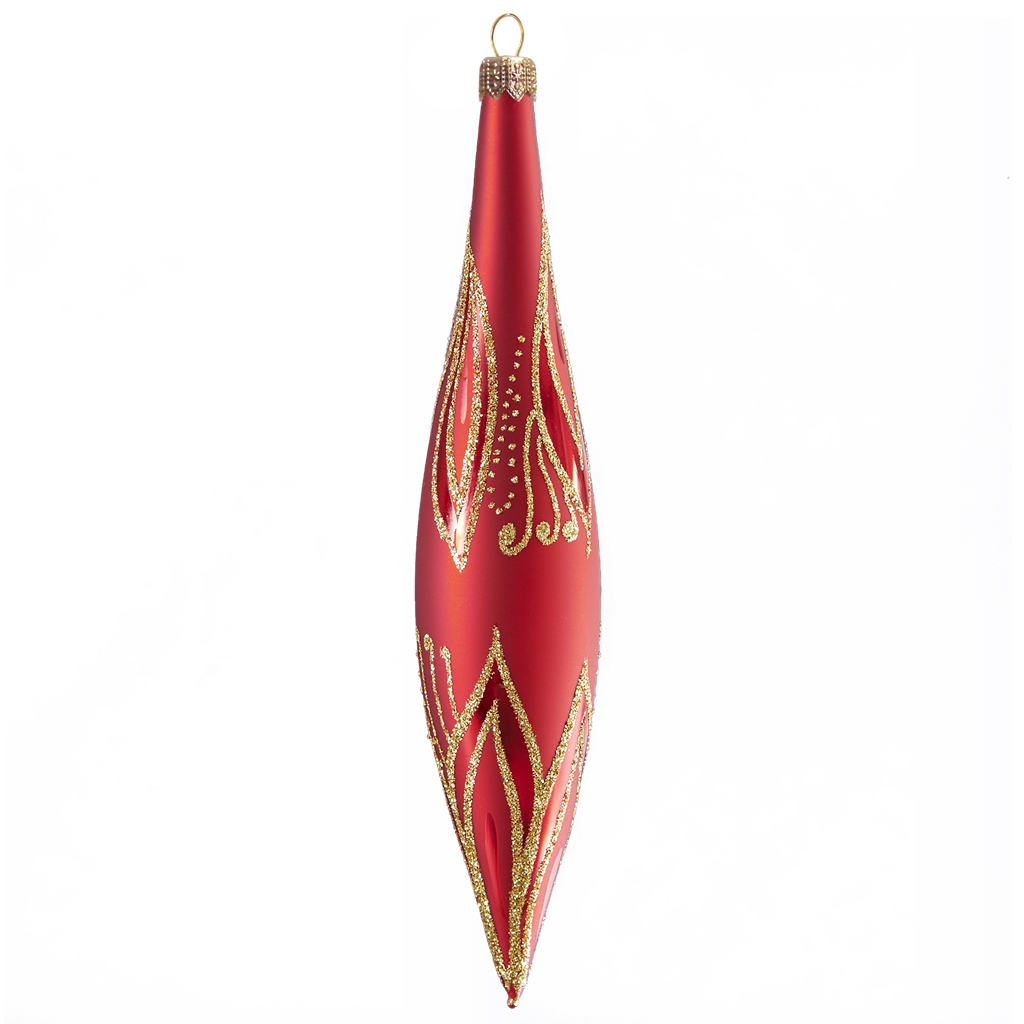 Christmas decoration red teardrop with gold decor