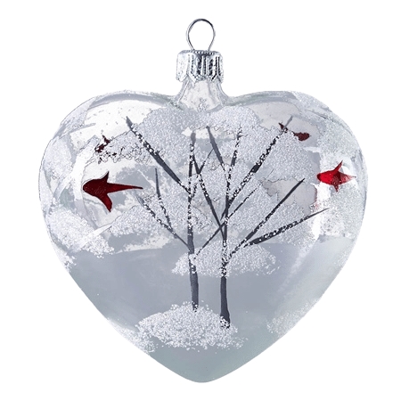 GLASS HEART WITH WINTER SCENE