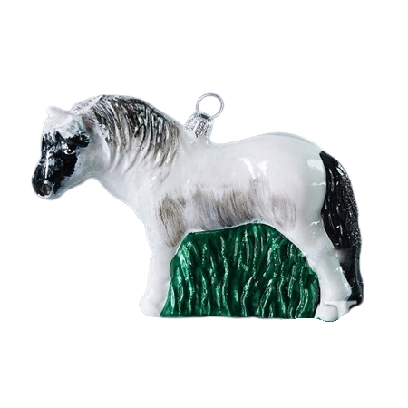 Glass christmas ornament - white horse