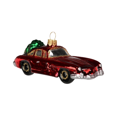 Red car with tree Christmas ornament