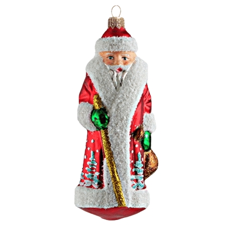 Santa with crutch Christmas ornament