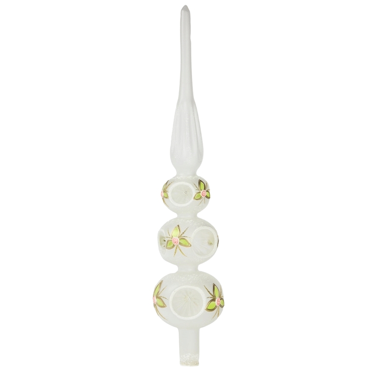 White Matte Finial Tree Topper with Reflection ,