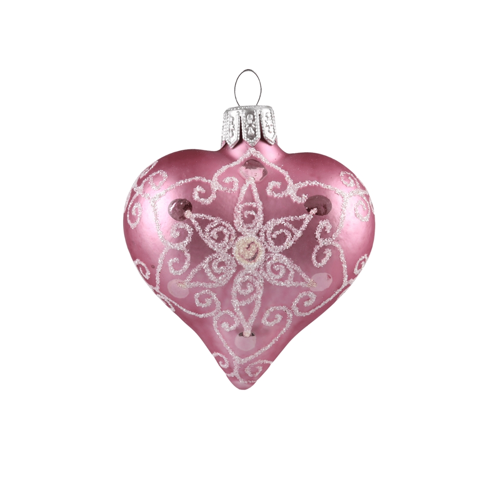 Pink heart with ornaments