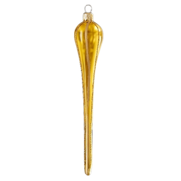 Glass Christmas decoration - gold icicle in lack