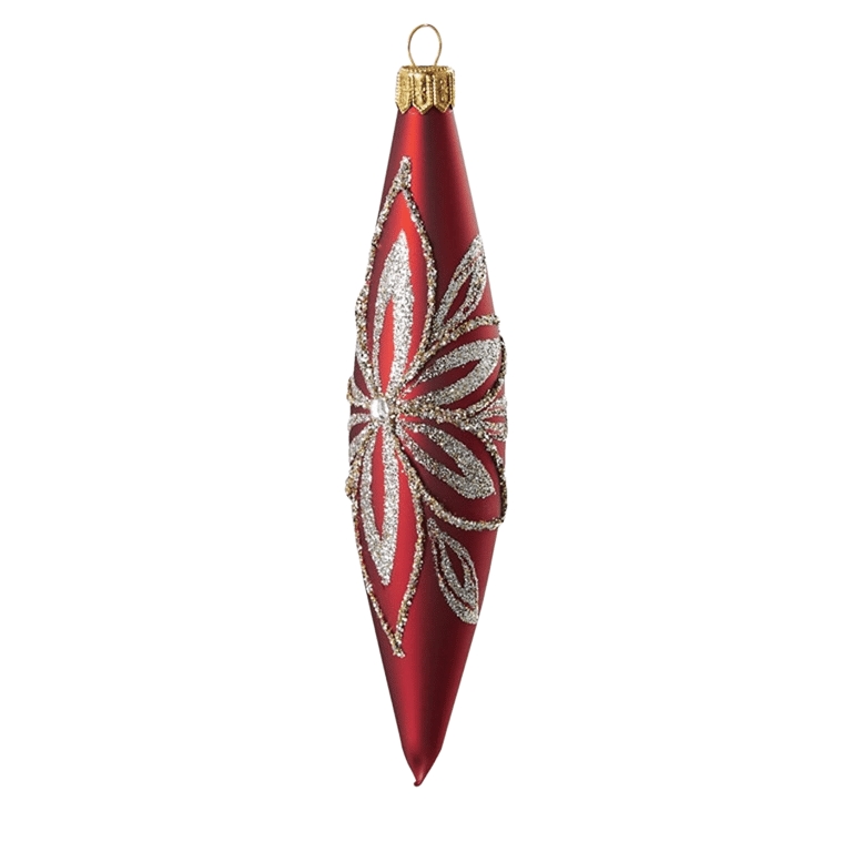 Red Christmas drop with platinum flower décor