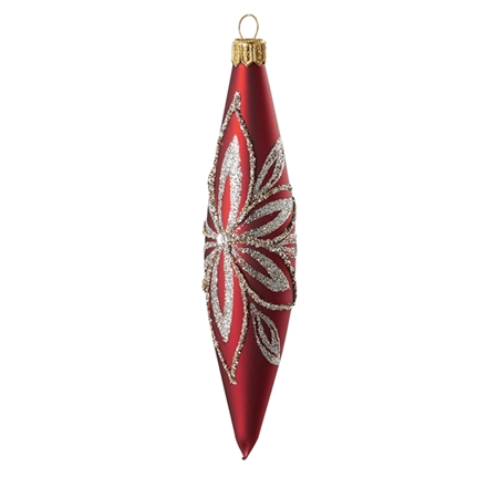 Red Christmas drop with platinum flower décor