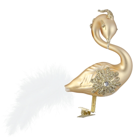 Golden glass swan with a rhinestone