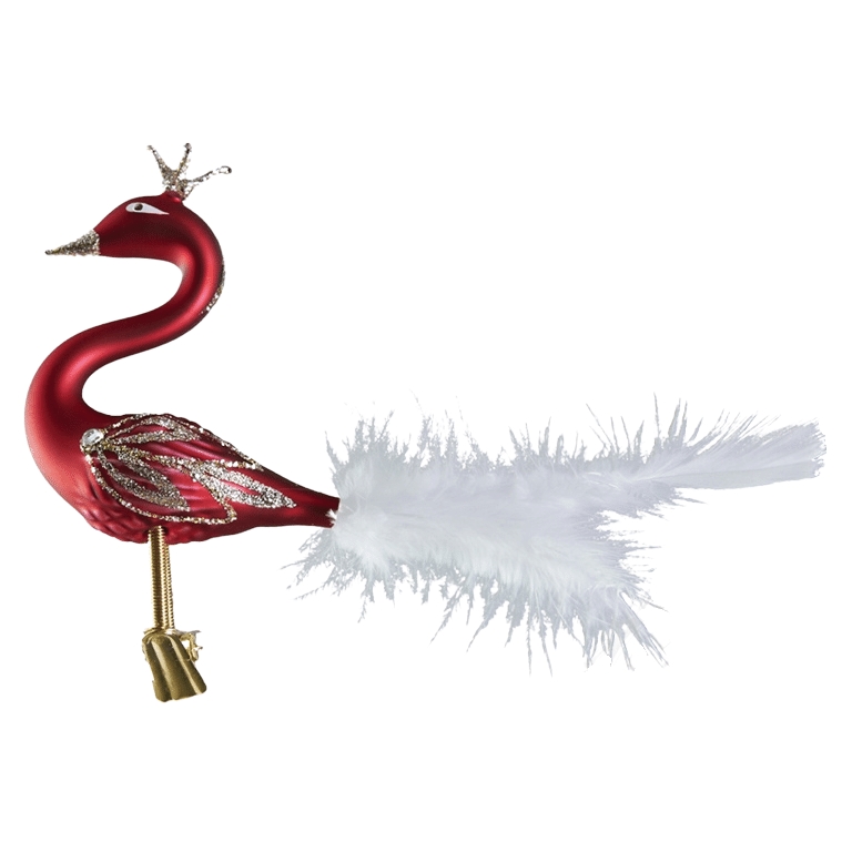 Red swan with platinum flower décor