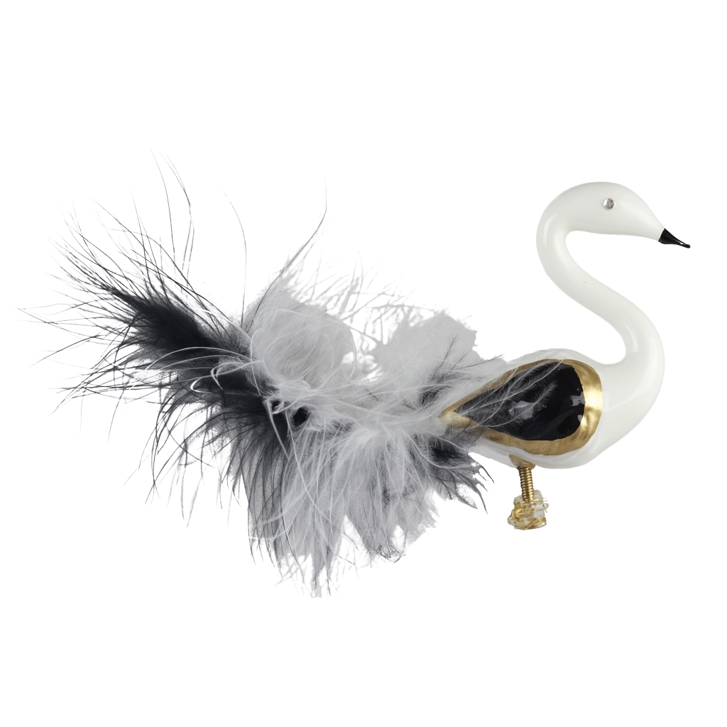 White swan with black and gold decor