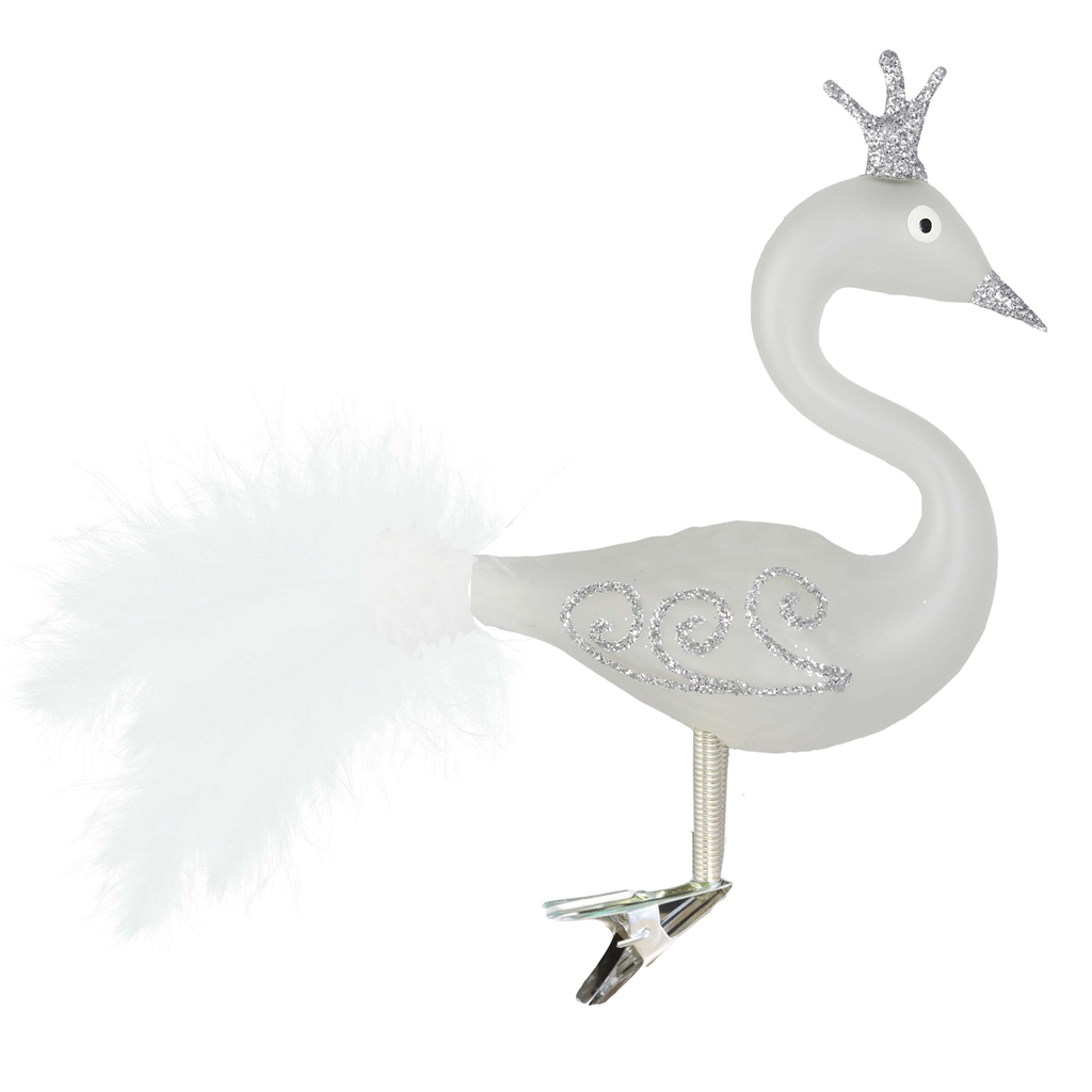 Glass swan with crown and décor
