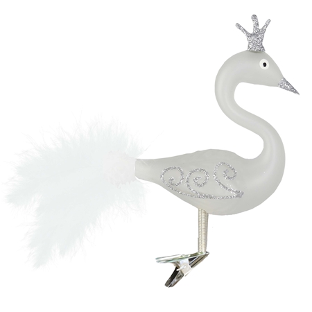 Glass swan with crown and décor
