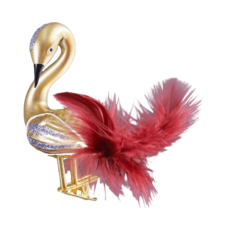Gold glass swan Christmas ornament
