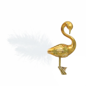 Orange glass swan ornament