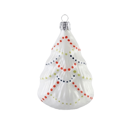 Glass Christmas tree ornament with dotted chain