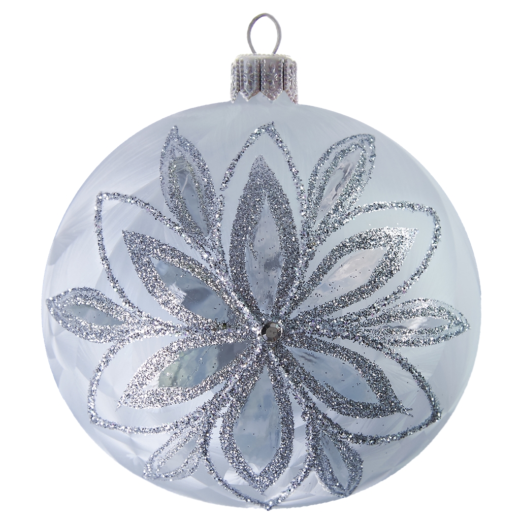 White Christmas bauble with ice-effect