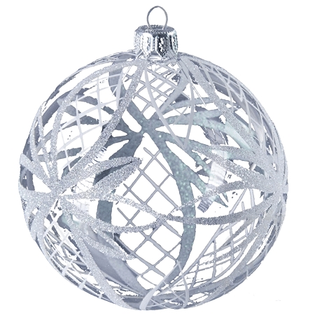 Clear Christmas bauble with white flower décor