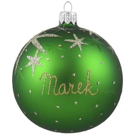 Christmas tree ball with name green