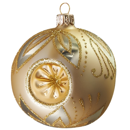 Christmas bauble gold with leaves décor