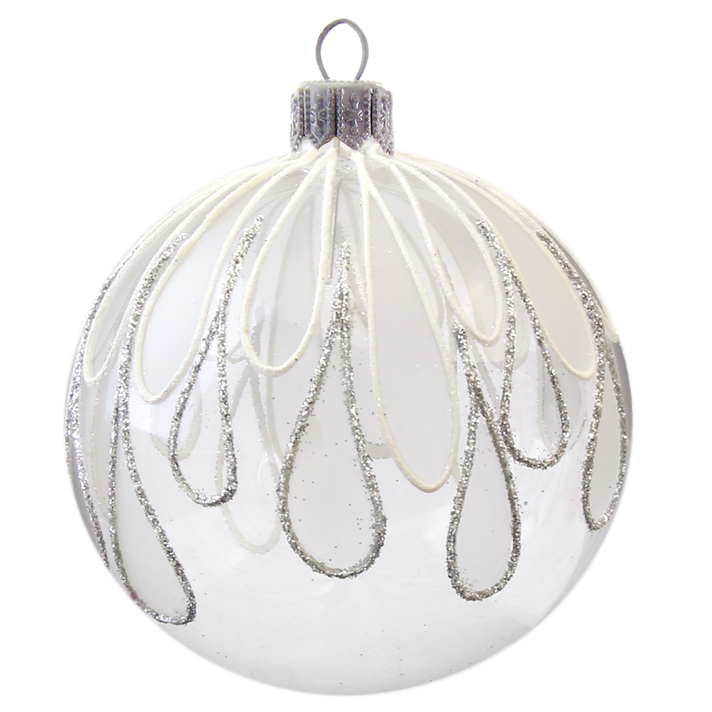 Transparent ball with silver drops décor