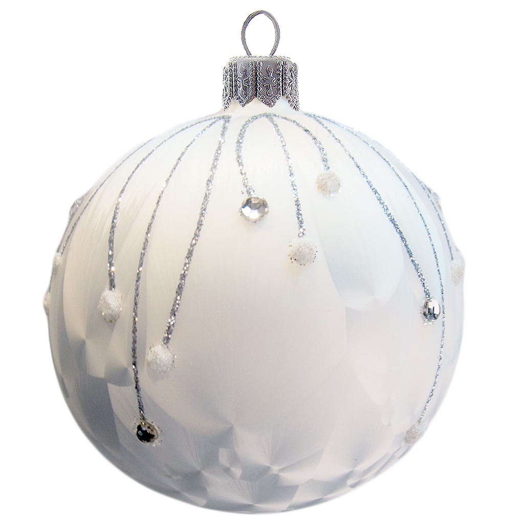 White icelack Christmas ball with silver décor