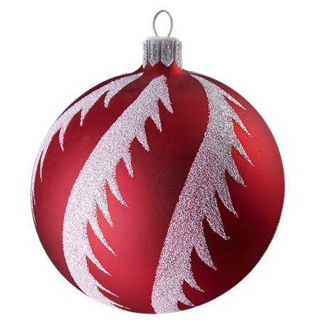 Red Christmas ball with snowy swirl décor