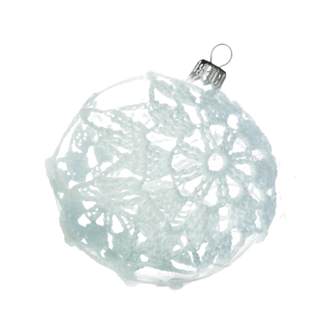 Glass Christmas ornament - clear ball with lace 6 cm