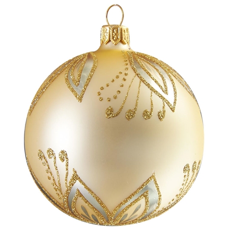 Christmas glass bauble gold with leaves dékor